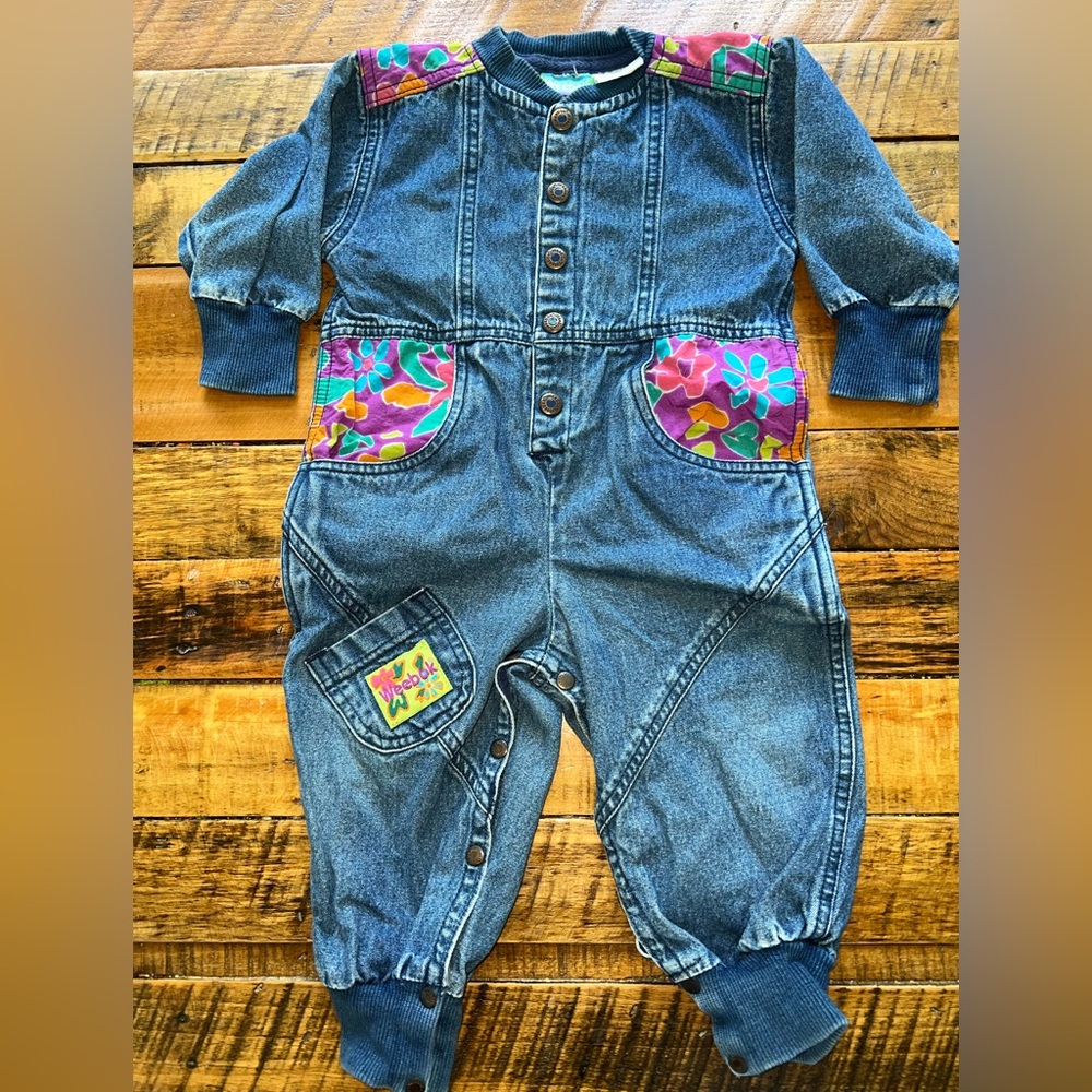 12 month Weebok girl vintage denim jump suit